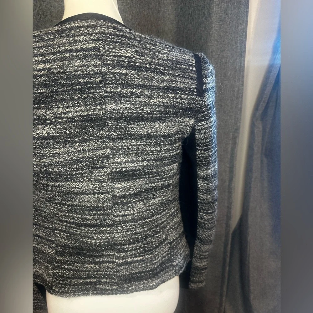 Rebecca Taylor Black & White Tweed Moto Jacket | Size 6